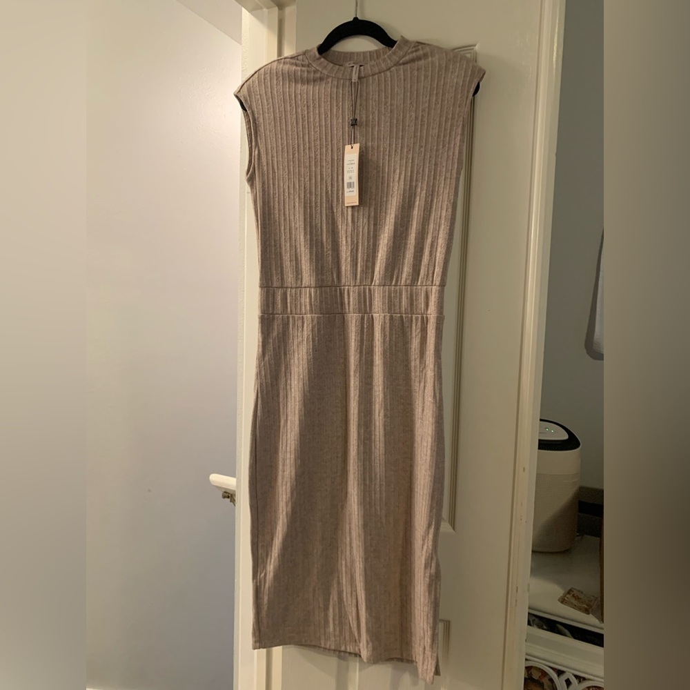 Shimmery fitted dress with shoulder pads